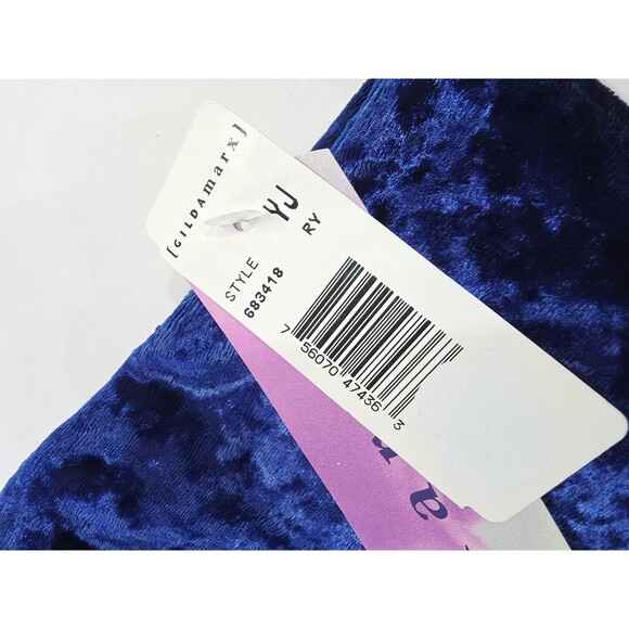 Gilda Marx VTG High Neck Skirted Velvet Royal Blue Dance Leotard Adult XS (Y/J) - Picture 11 of 16